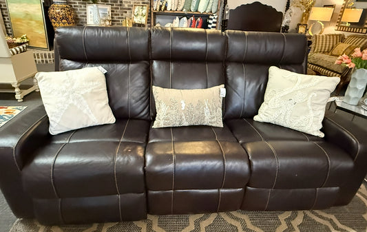 Espresso Leather Electric Reclining Sofa