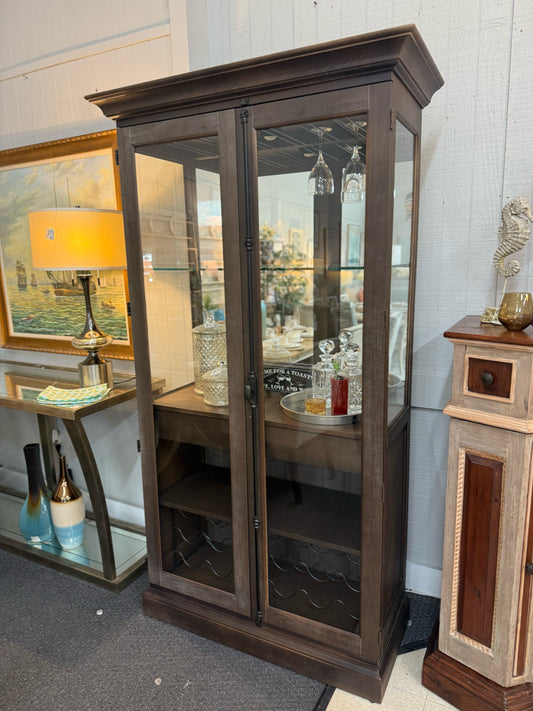 Howard Miller Charcoal Glass Front  Bar Cabinet