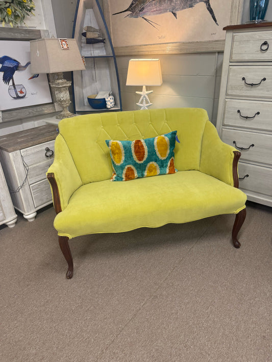 Vintage Lime Green Velvet Settee