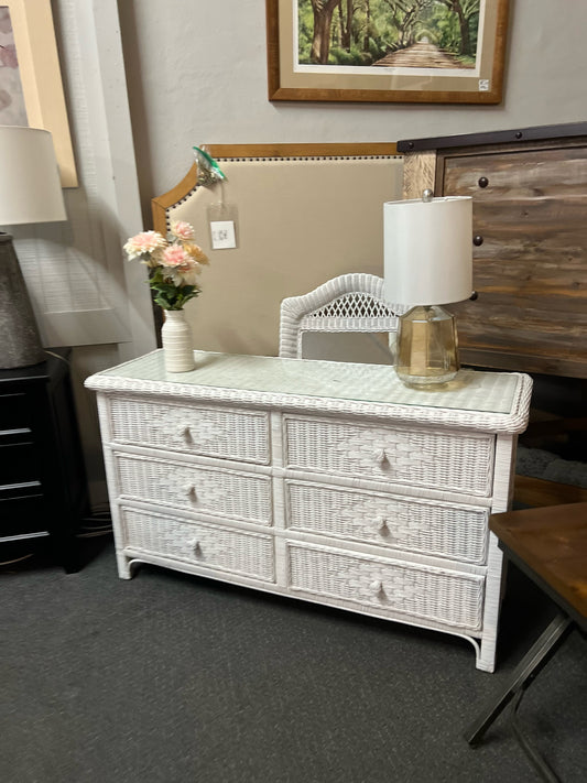 White Wicker Dresser