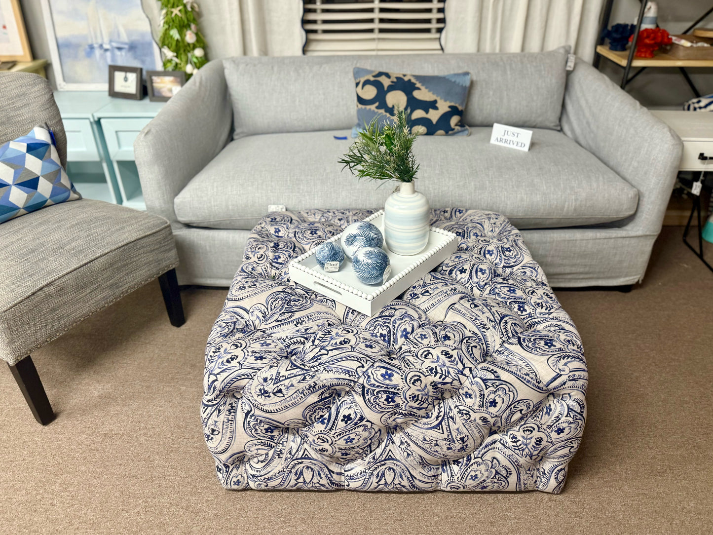 NEW Robin Bruce Sky Blue Slipcover Sofa