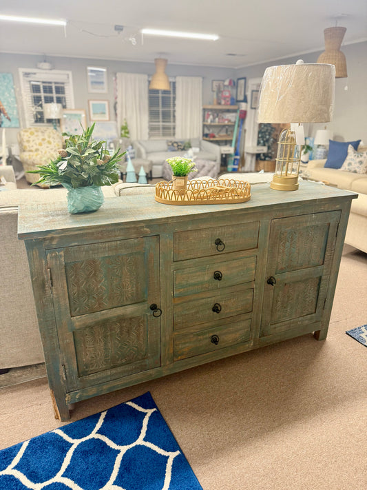 Rustic Antique Blue Credenza