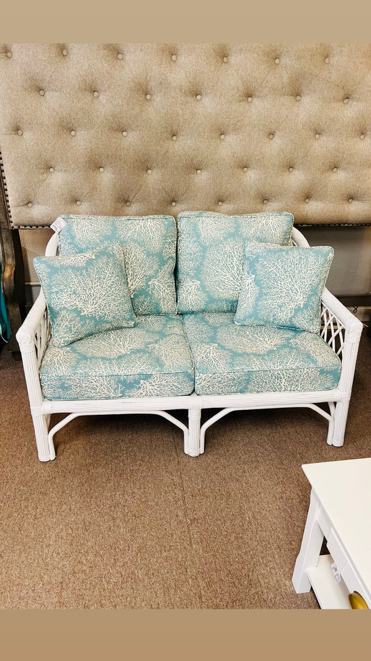 White Rattan Settee