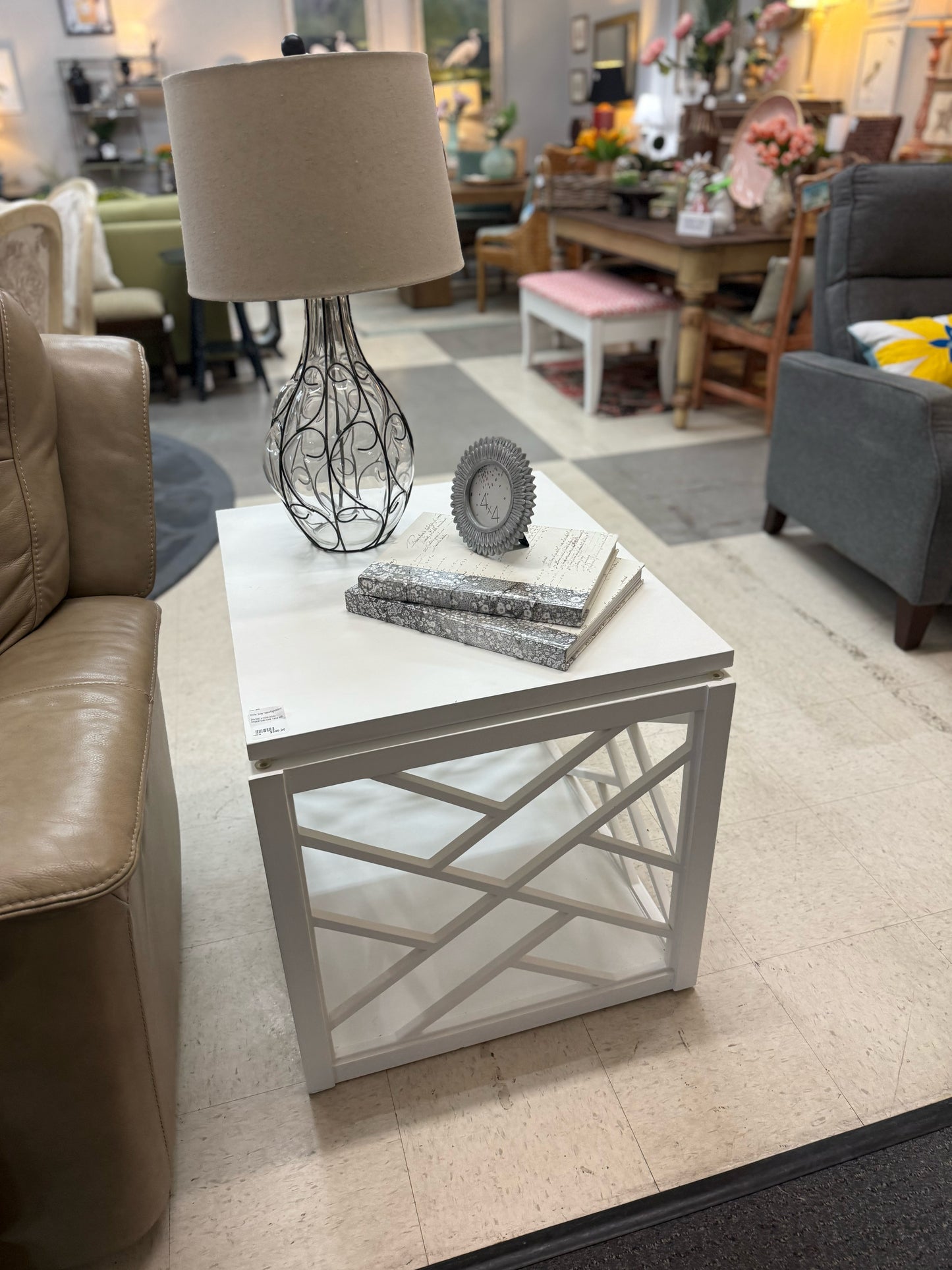 NEW White Chippendale Side Table