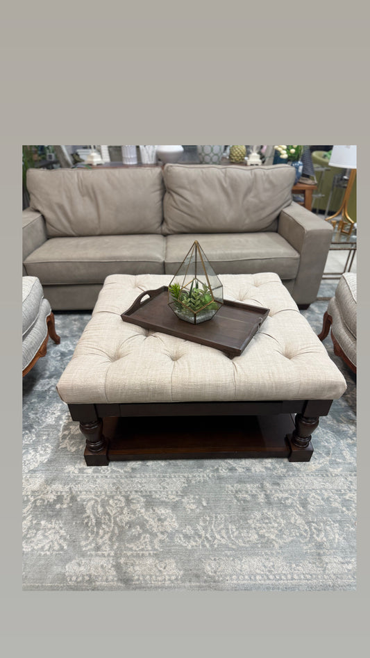 Oatmeal Linen Ottoman