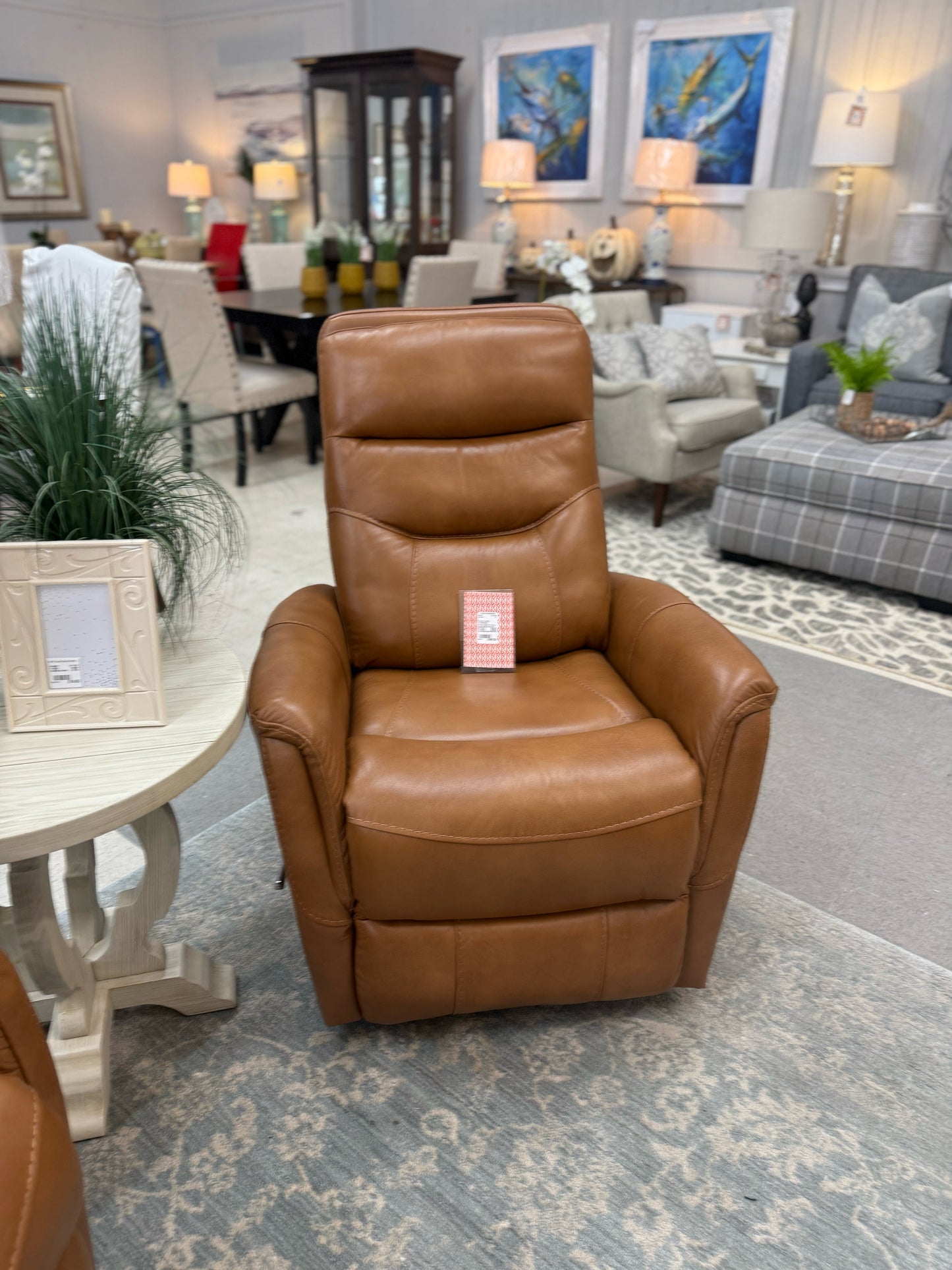 Cognac Leather Manual Recliner