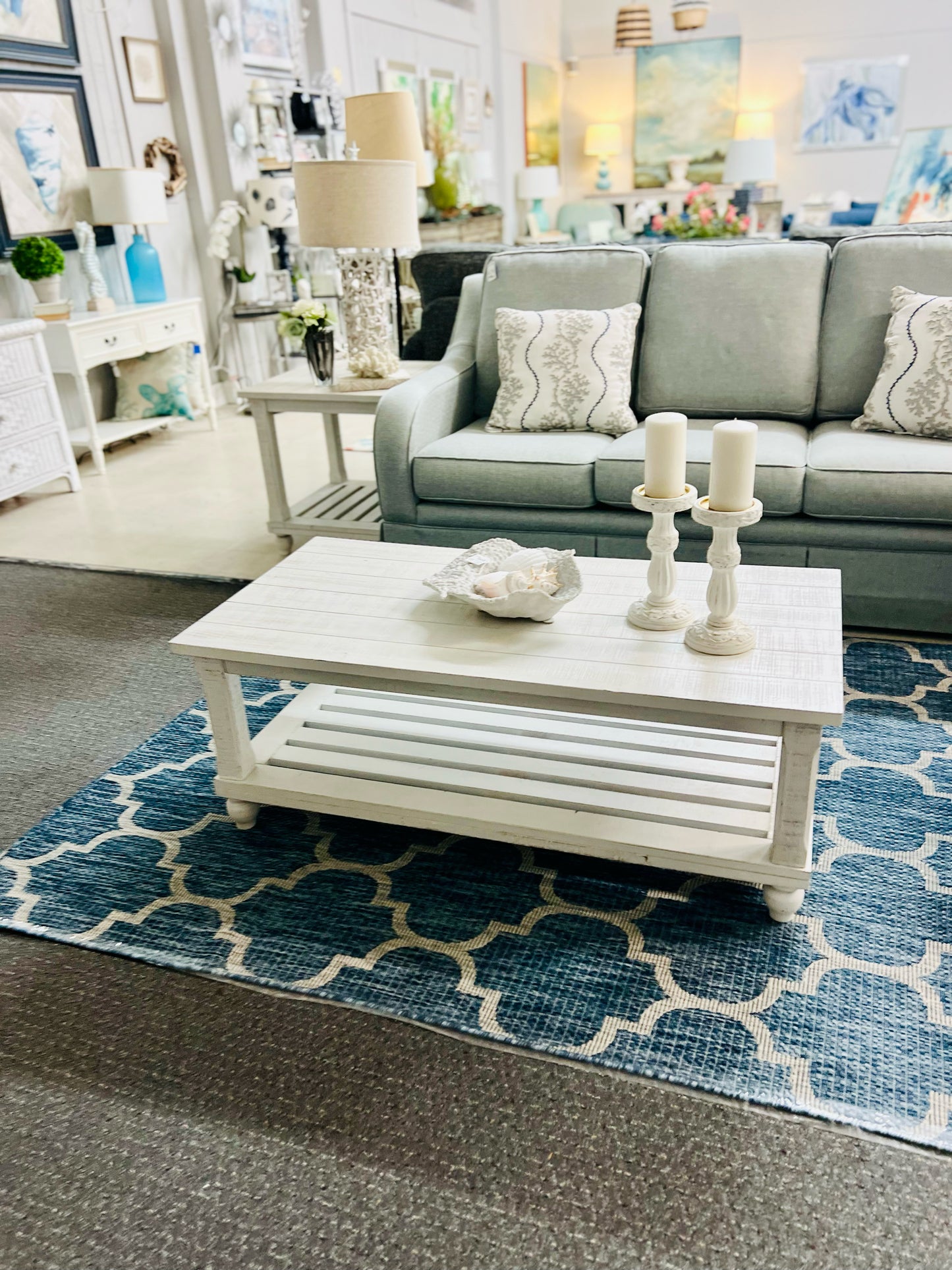 Coastal White Shiplap Coffee Table