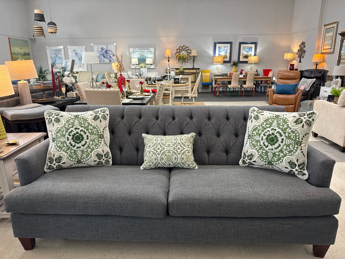 Kincaid Slate Grey Chesterfield Sofa