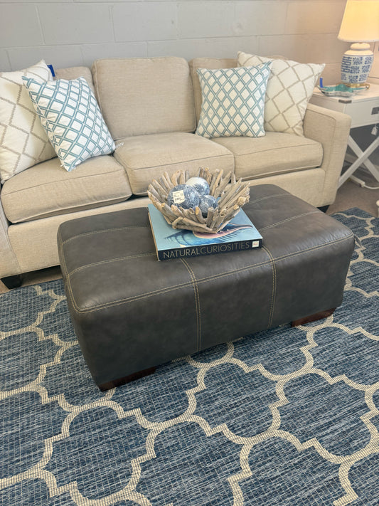 Slate Grey Faux Leather Ottoman