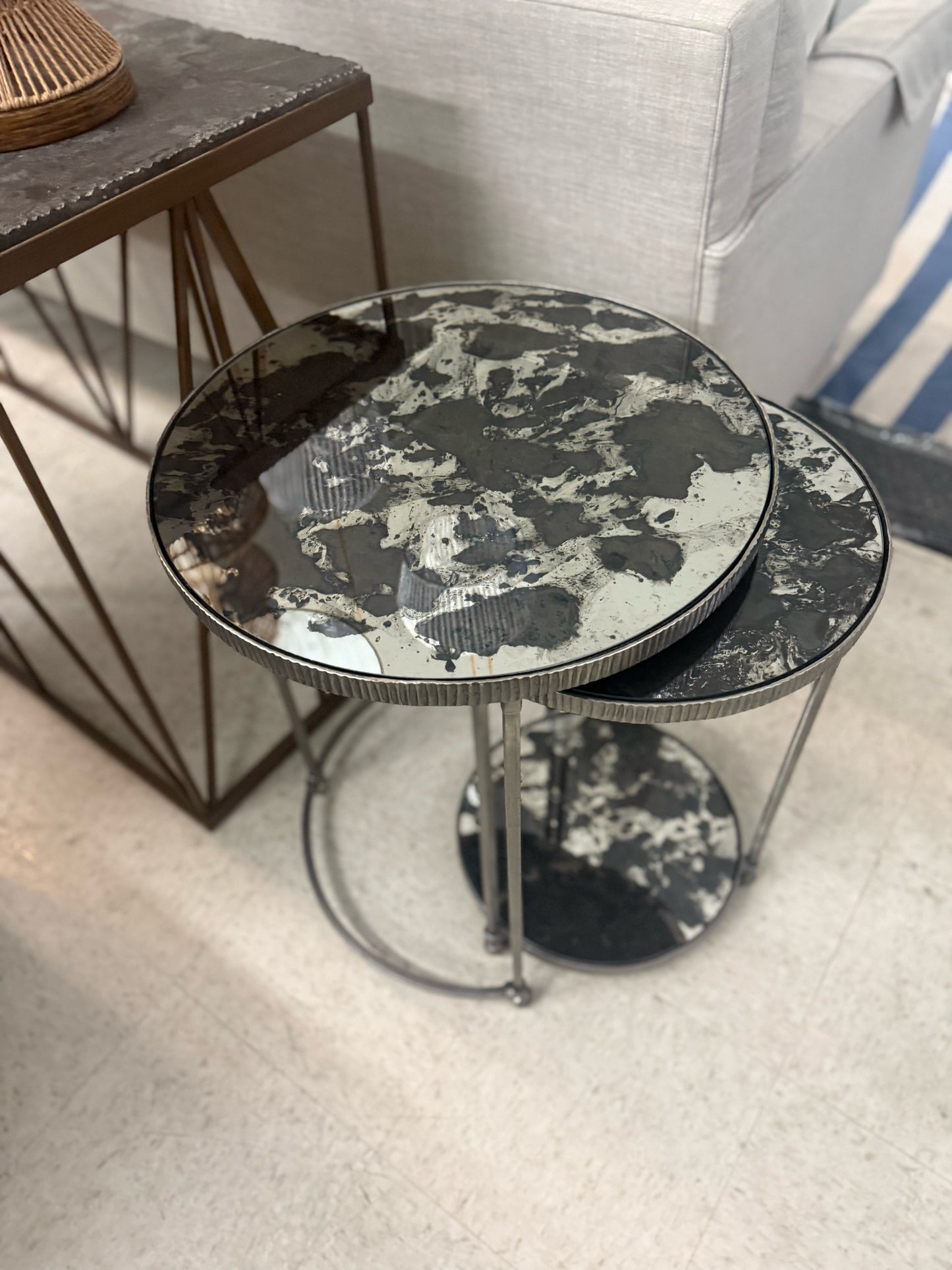 Mercury Glass Nesting Side Tables