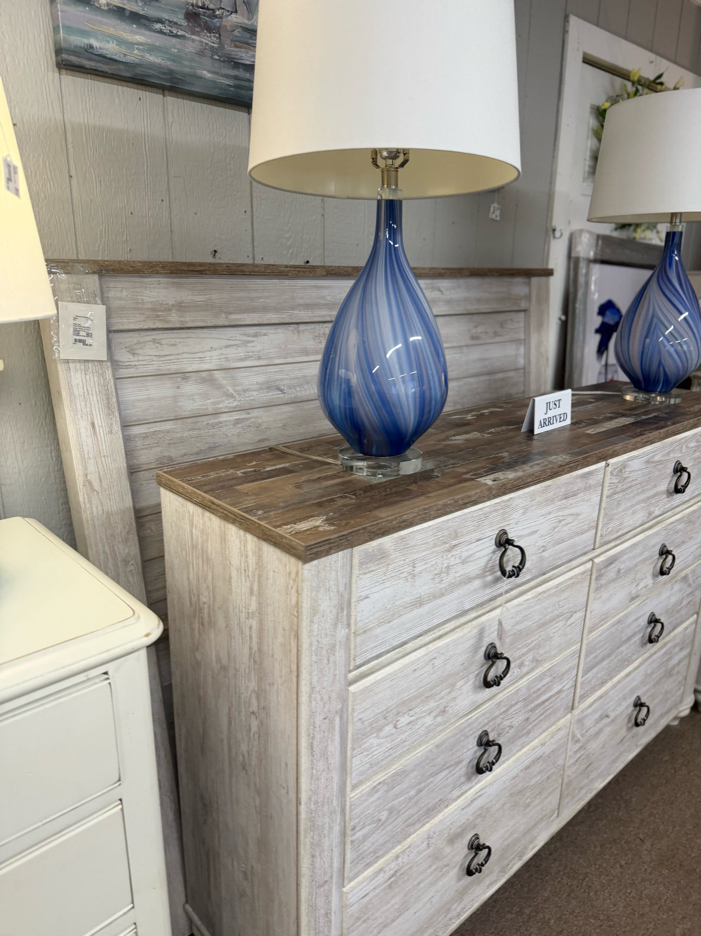 Queen Whitewash Panel Bed