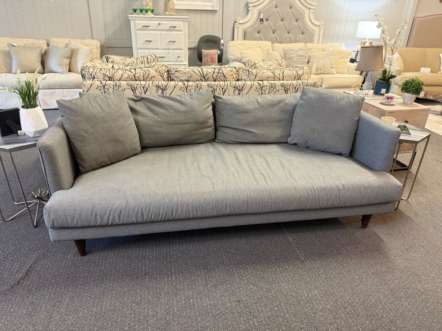 Mid-Century Mod Grey Sofa