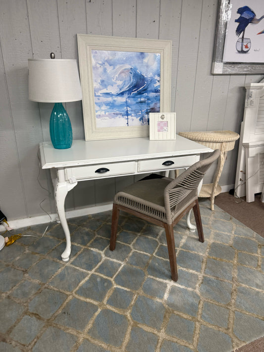 Distressed White Console Table