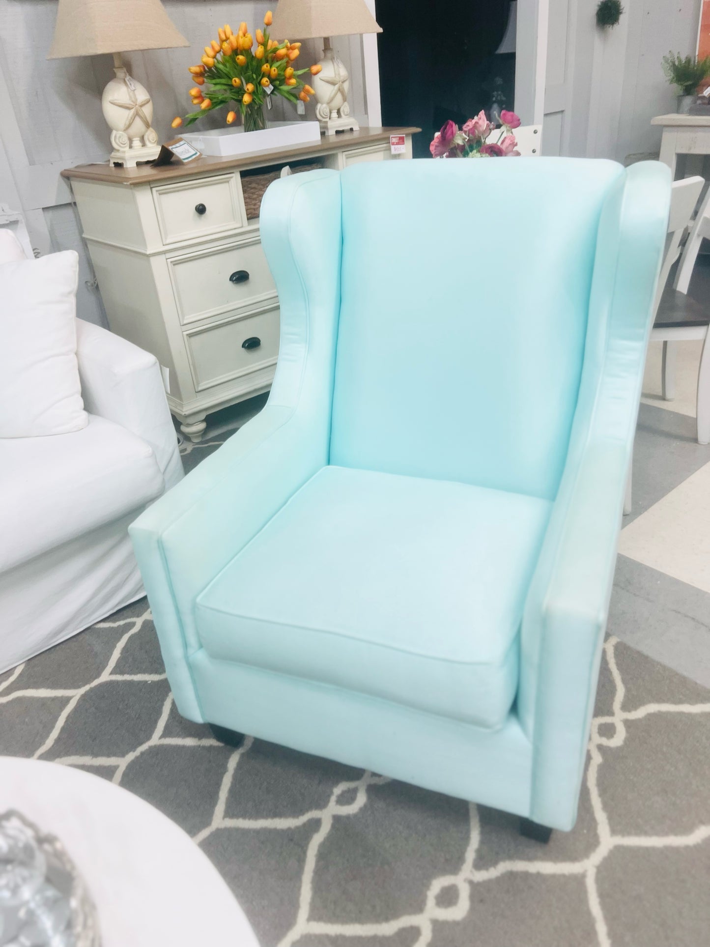 Tiffany Blue Wingback Chair