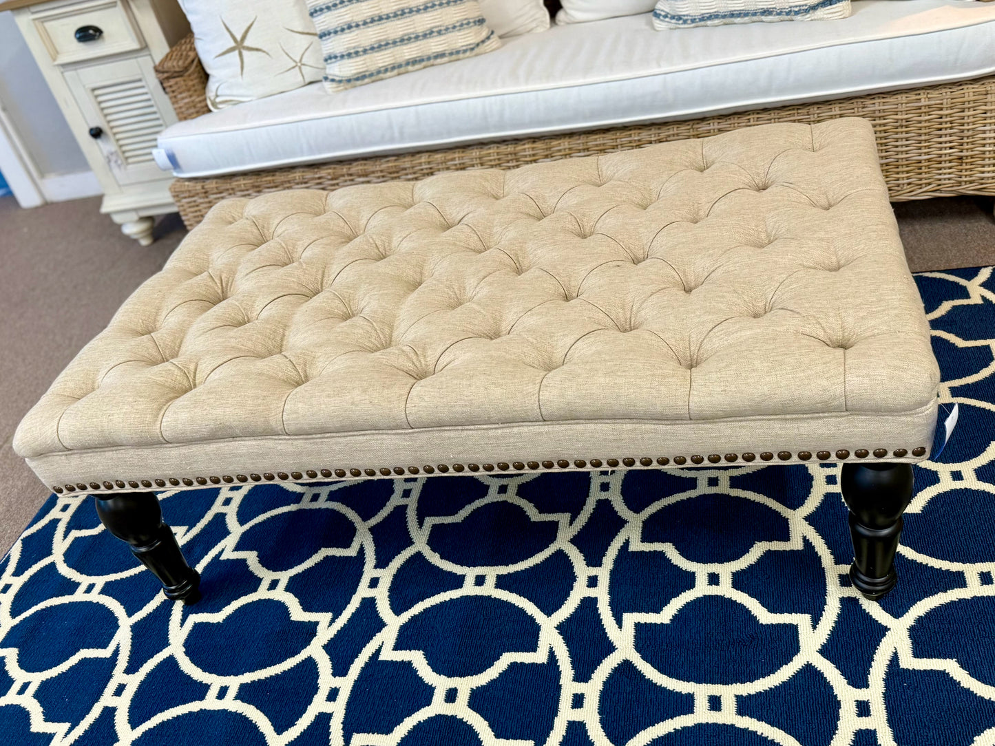 Oatmeal Linen Ottoman