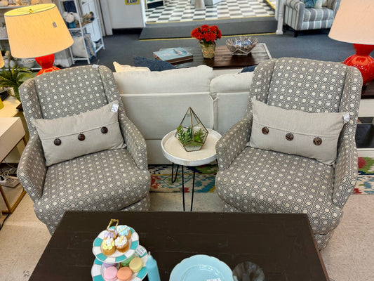 White and Grey Honeycomb Accent Chair