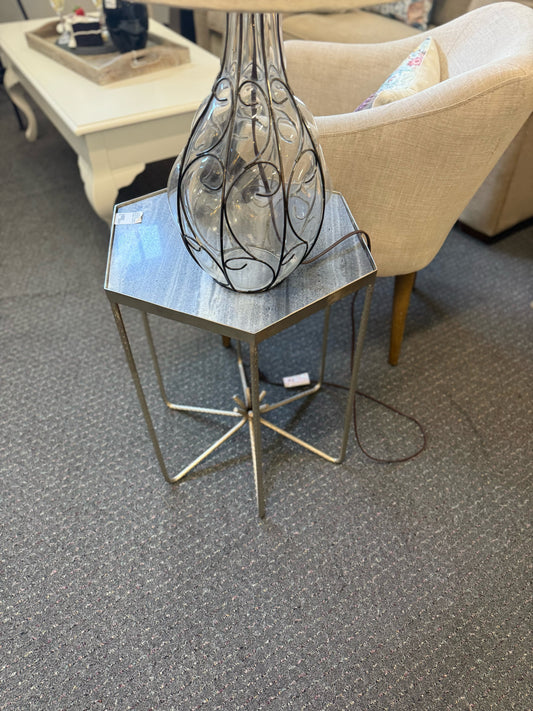 NEW Grey Marble Side Table
