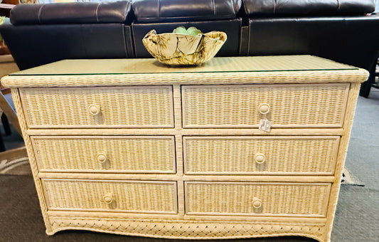 Cream Wicker Dresser