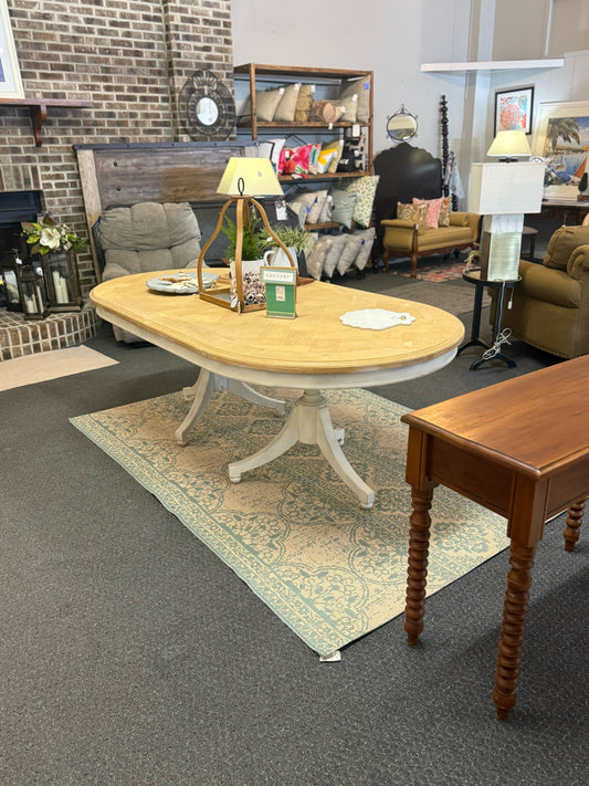 Century Madeline Double Pedestal Distressed Parquet Dining Table