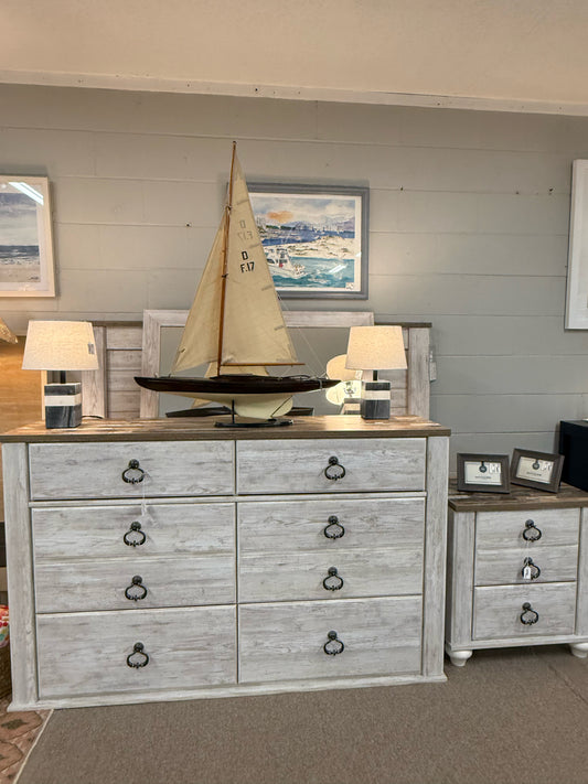 NEW Rustic Wood Top Dresser & Mirror