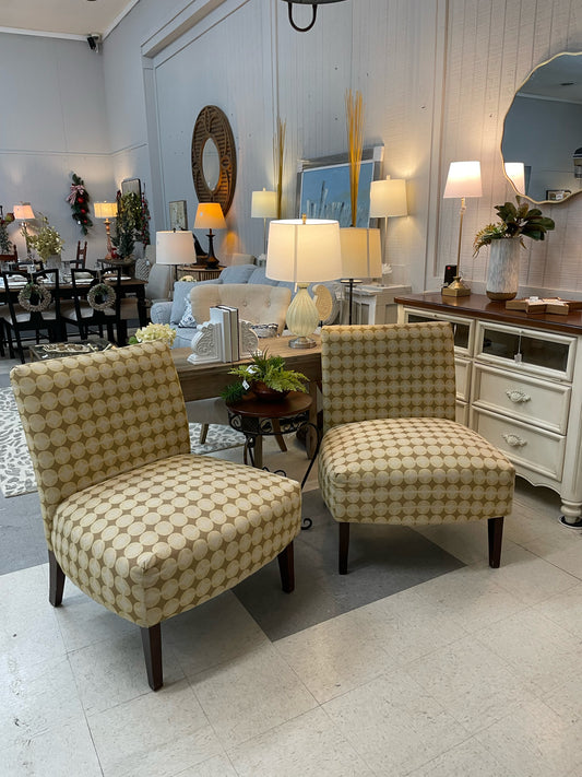 Goldenrod and Grey Slipper Chair