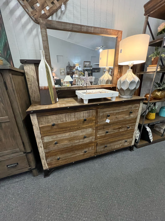 NEW IFD Distressed Reclaimed Wood  Dresser with Mirror