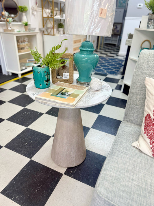 NEW Hooker White Marble Side Table