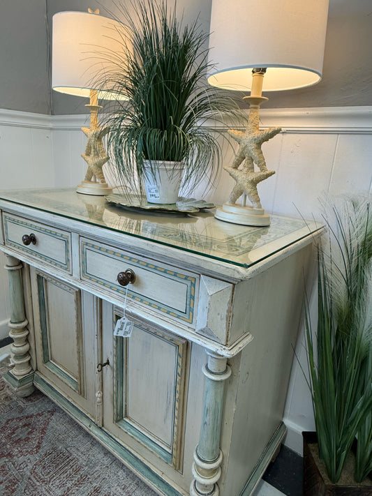 Distressed Cream French Provencial Cabinet