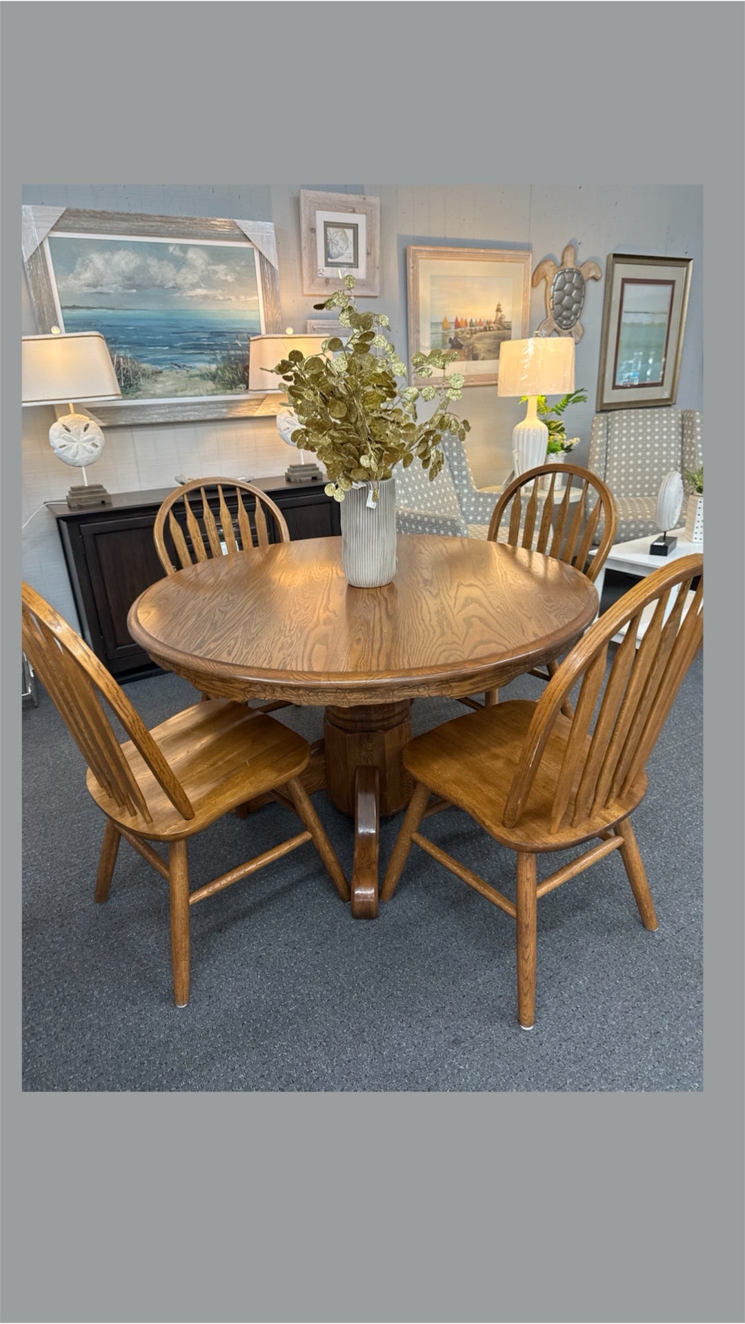 Honey Oak Dining Table and 4 Chairs