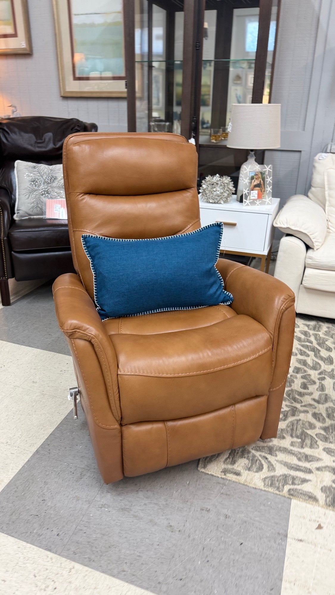 Cognac Leather Manual Recliner