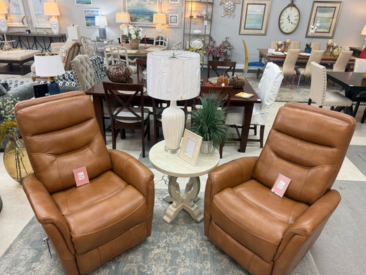 Cognac Leather Manual Recliner