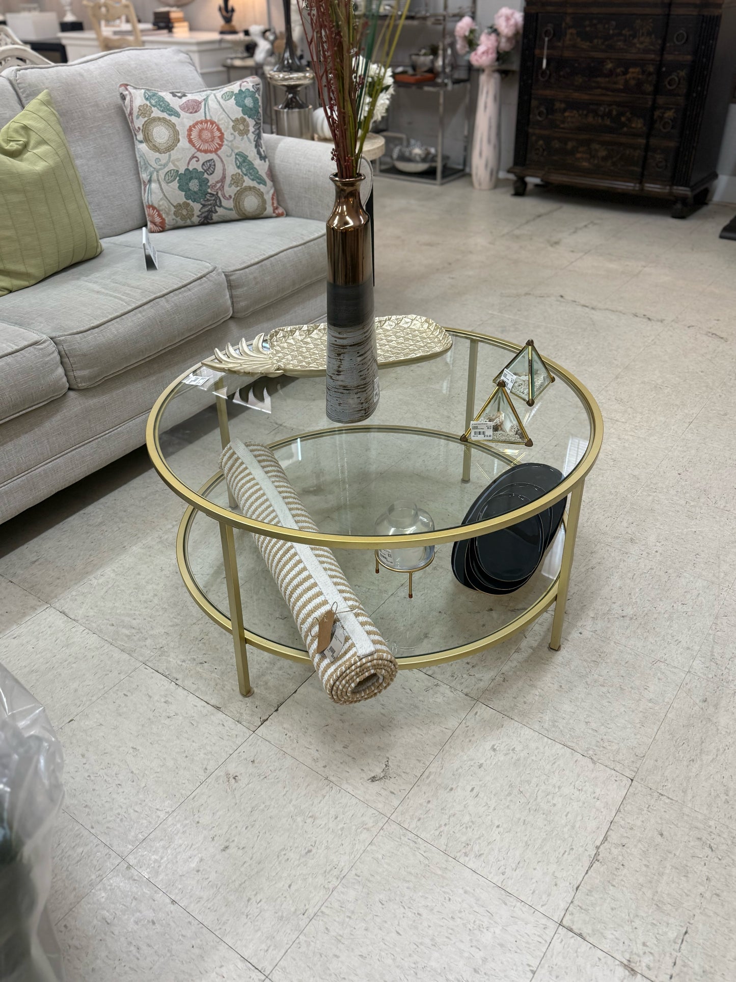 Gold Glass Coffee Table