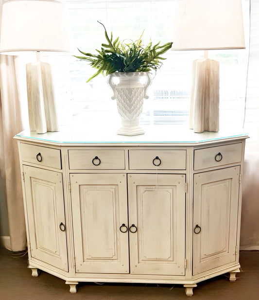 Distressed White Sideboard