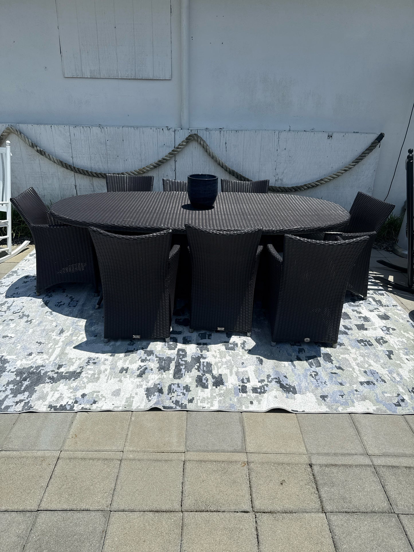 Brown Wicker Outdoor Dining Table