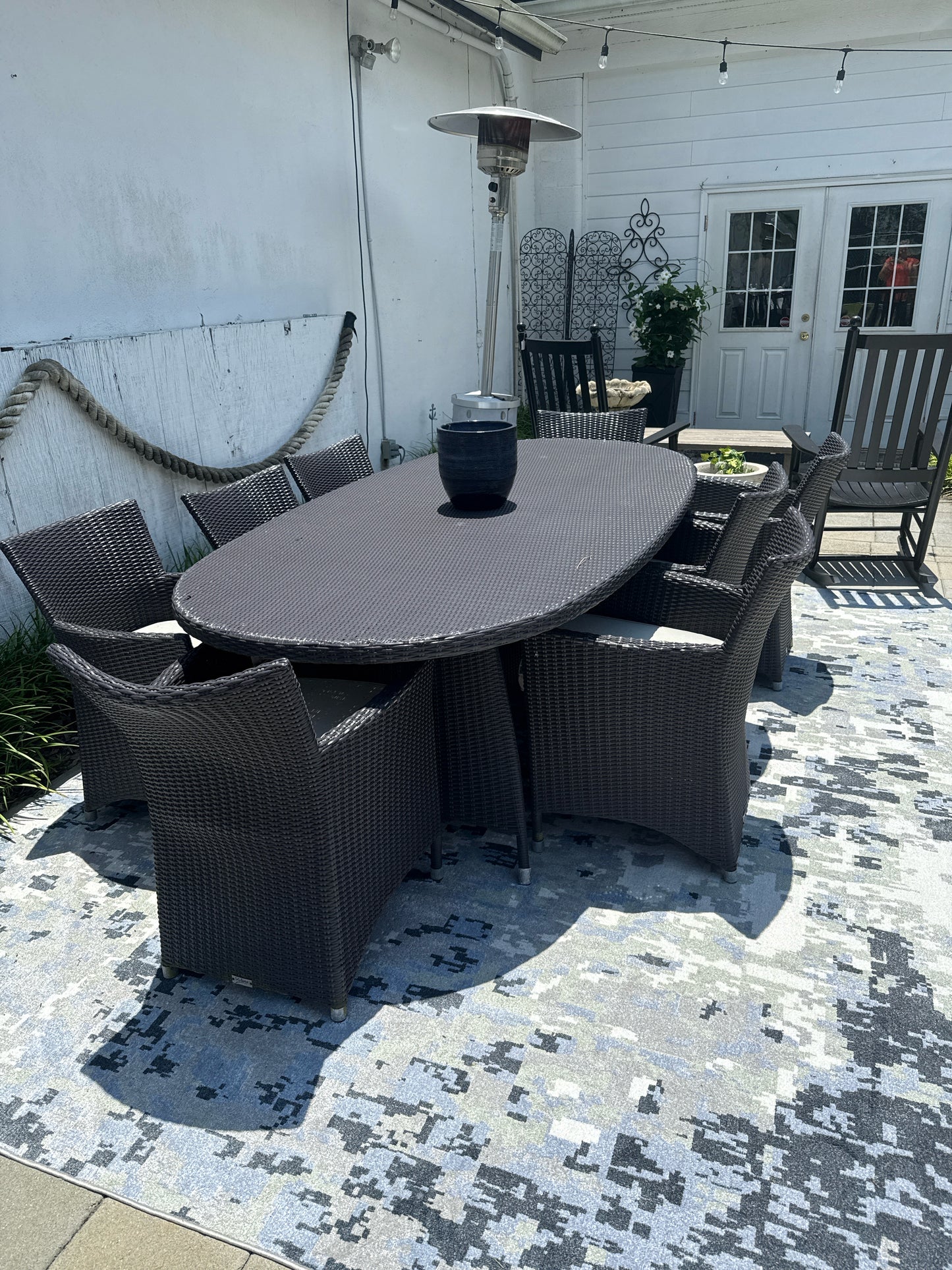 Brown Wicker Outdoor Dining Table