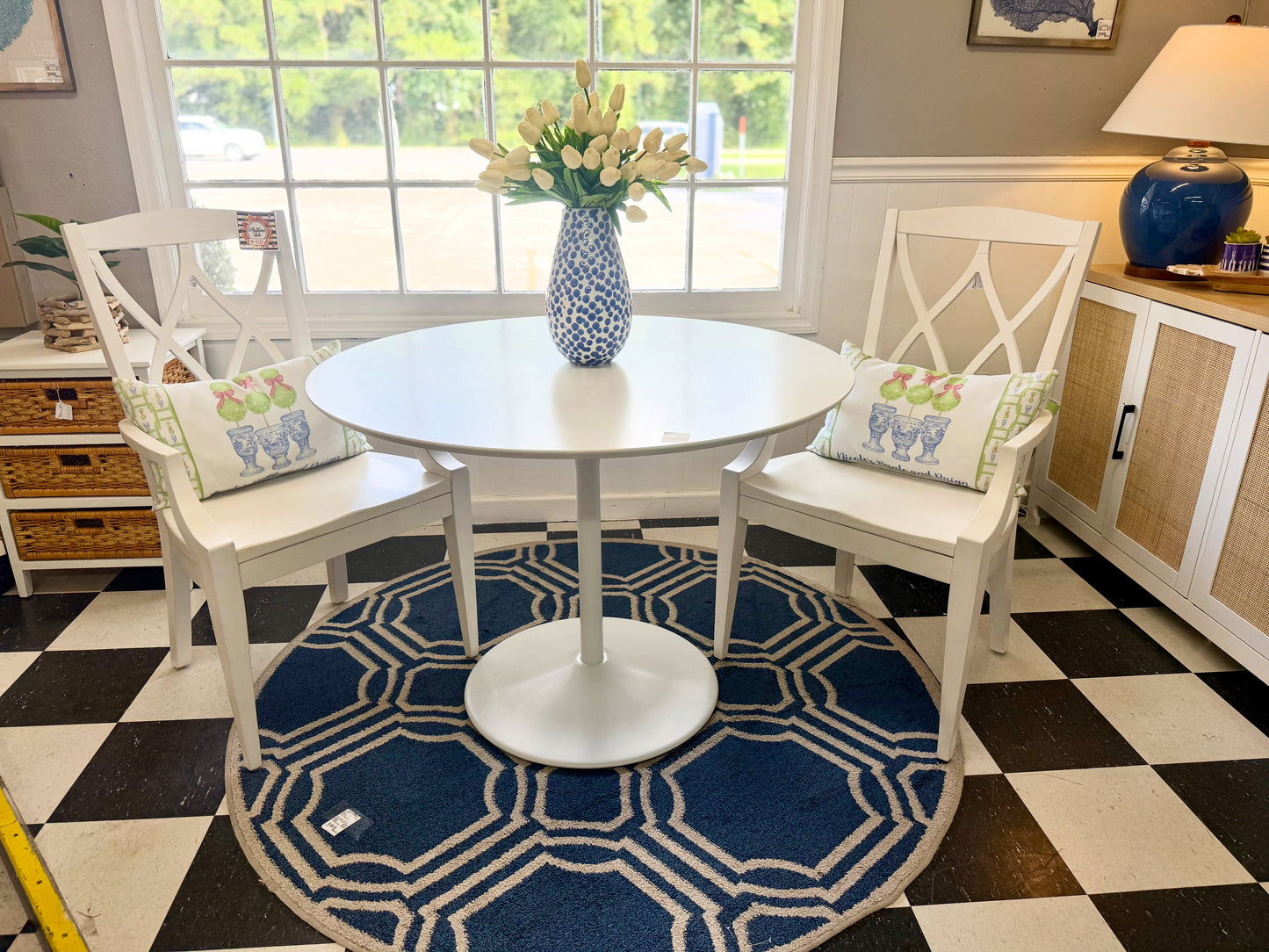 White Mid-Century Mod Dining Table