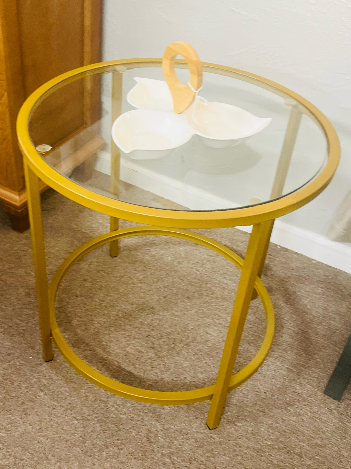 NEW Gold and Glass Side Table