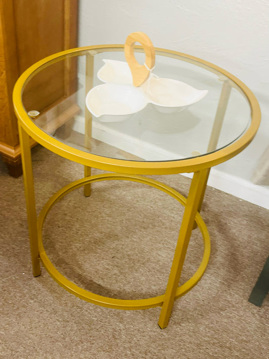 NEW Gold and Glass Side Table