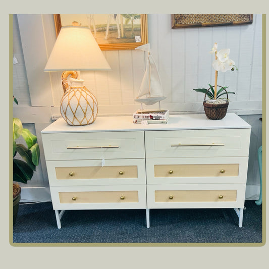 NEW Cream Rattan Dresser