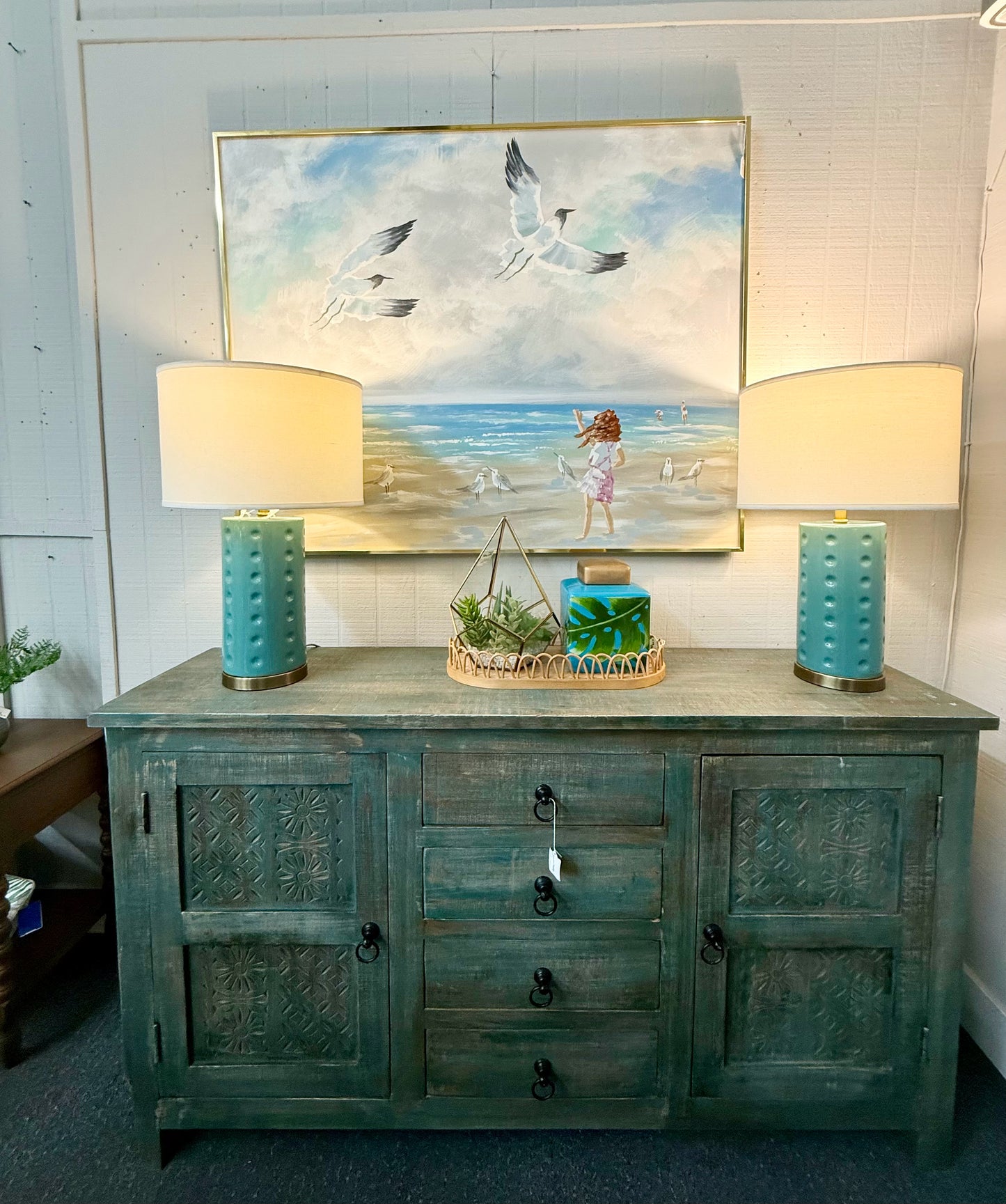 Rustic Antique Blue Credenza
