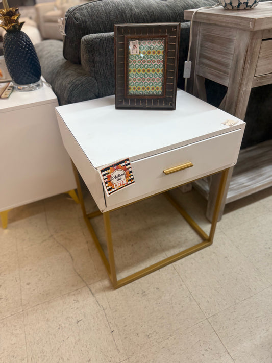 NEW White and Gold Side Table