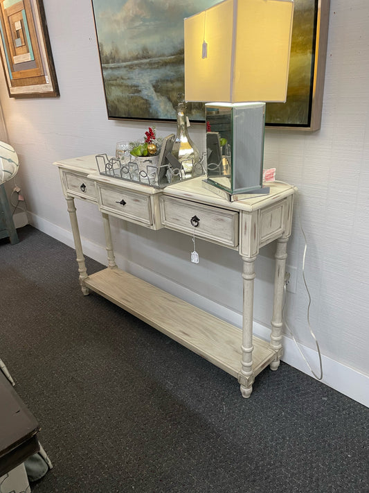 Distressed Cream Console Table