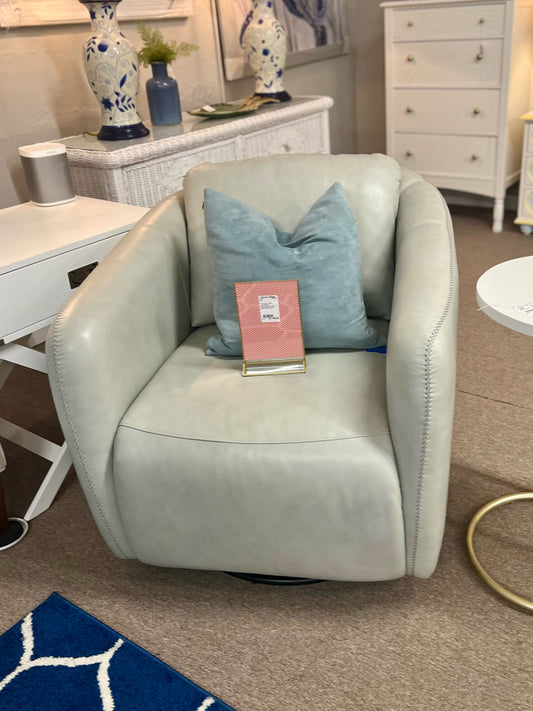 NEW Dove Grey Leather Swivel Chair