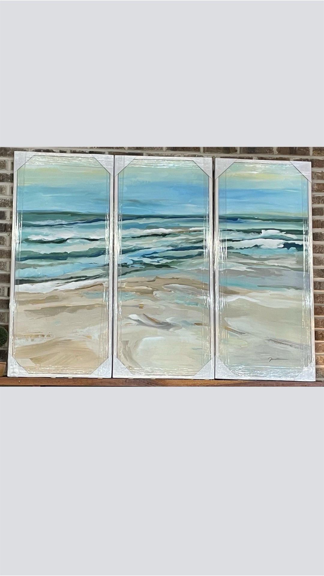 NEW 3 Pc. Green Abstract Artwork
