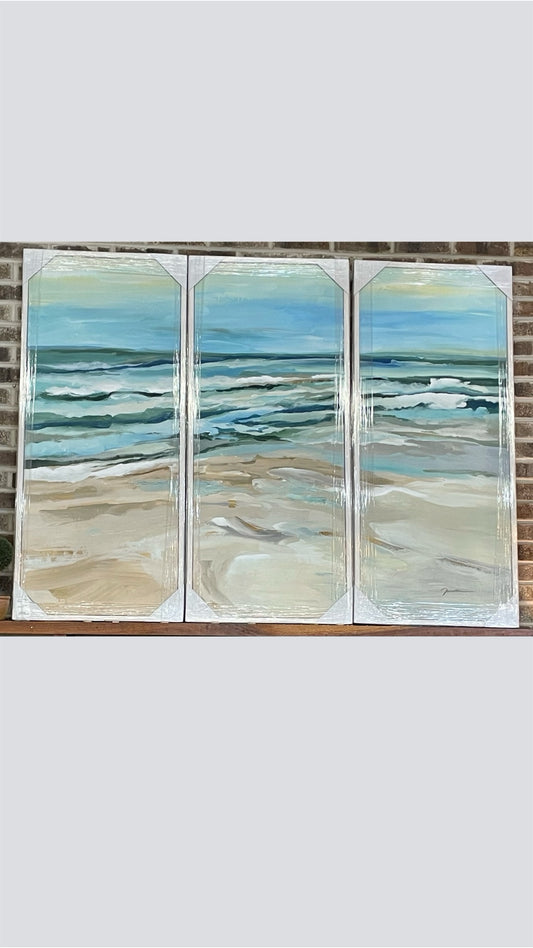 NEW 3 Pc. Green Abstract Artwork