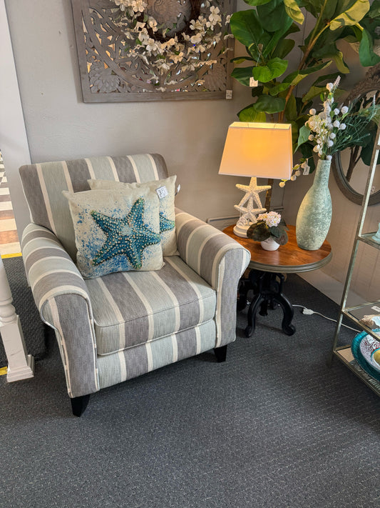 Teal and Grey Striped Club Chair