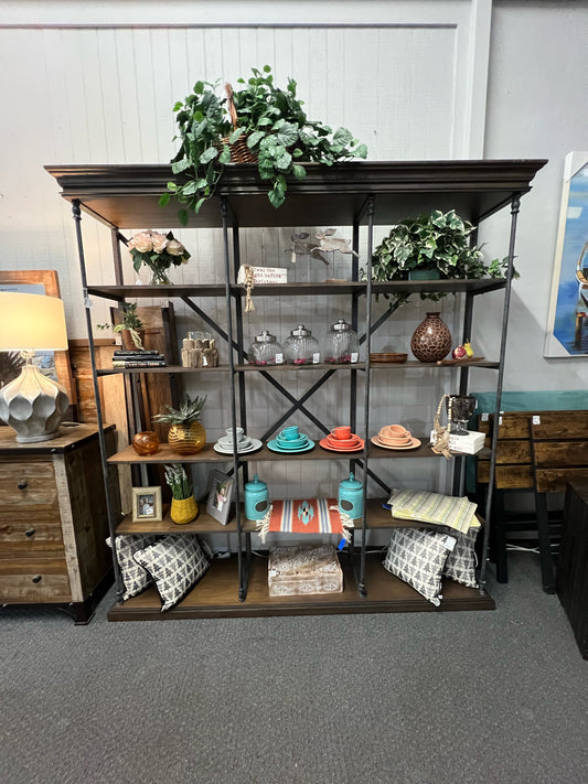 NEW Barnwood Grey Industrial Bookcase