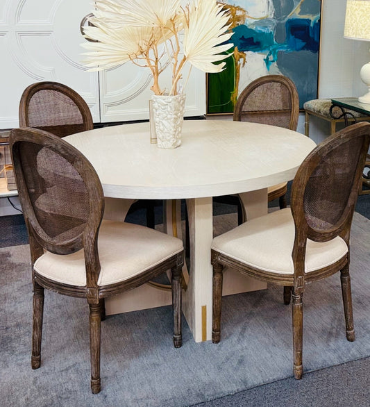 Set of 4 King Louis Rattan Back Dining Chairs