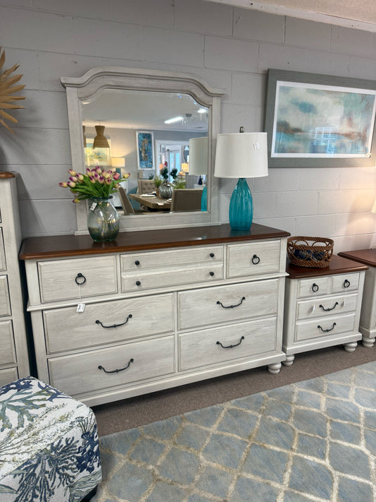 Vaughan-Bassett Cream Dresser and Mirror