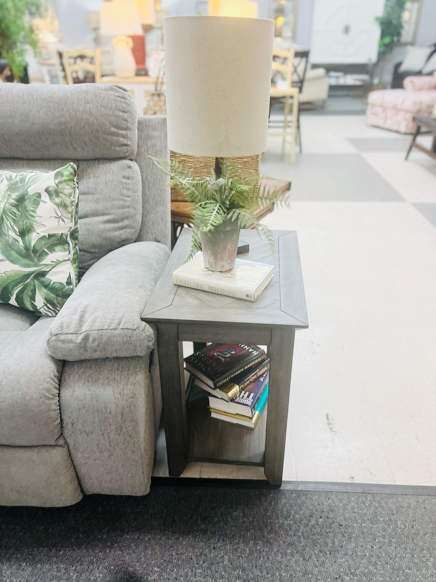 NEW Best Chairs Distressed Grey Side Table